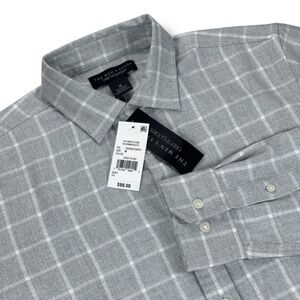 NWT The Men's Store Shirt Size Medium M Gray Checked Long Sleeve Button‎ Down